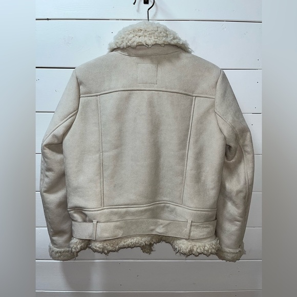 ZARA BASIC - Faux Shearling Biker Jacket M - Picture 8 of 16